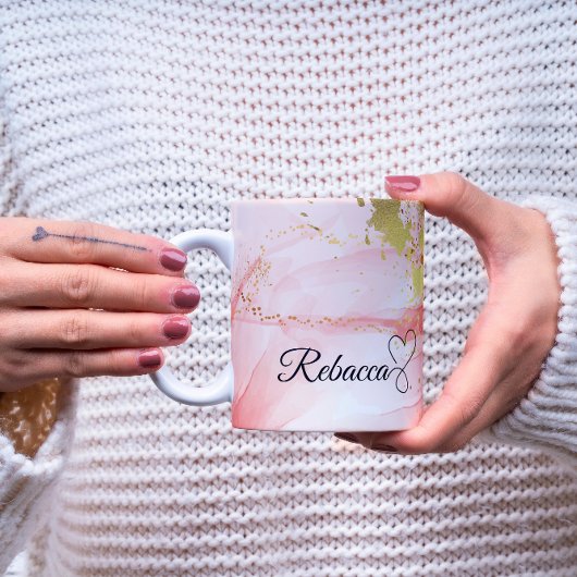 ラグジュアリーパーソナライズされたピンク&金ゴールドウォーターカラーマグ コーヒーマグカップ