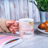 ラグジュアリーパーソナライズされたピンク&金ゴールドウォーターカラーマグ コーヒーマグカップ