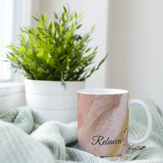 ラグジュアリーパーソナライズされたブラウン&金ゴールドウォーターカラーマグ コーヒーマグカップ