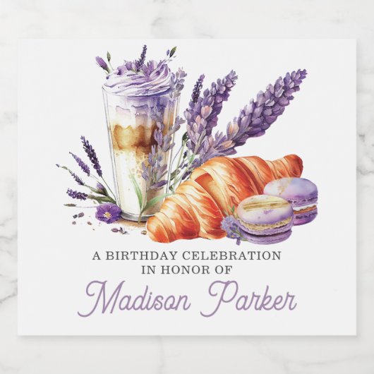 ラグジュアリーパーソナライズされたブランチをテーマにした誕生日 スパークリングワインラベル (シングルラベル)