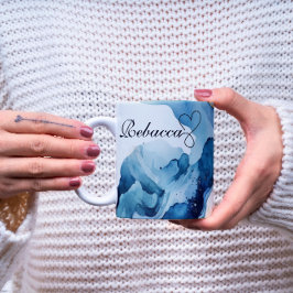 ラグジュアリーパーソナライズされたブルー&金ゴールドウォーターカラーマグ コーヒーマグカップ