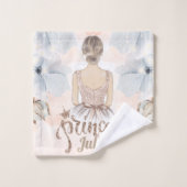 ラグジュアリーパーソナライズされたプリンセスベージュグリッター バスタオルセット (ウォッシュタオル)