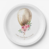 ラグジュアリーパーソナライズされたベージュバルーングリッターパーティー ペーパープレート (正面)