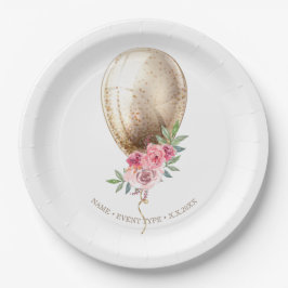 ラグジュアリーパーソナライズされたベージュバルーングリッターパーティー ペーパープレート