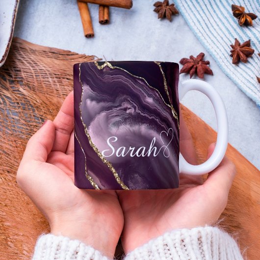 ラグジュアリーパーソナライズされたマルーン&金ゴールドマーブルコーヒーマグ コーヒーマグカップ
