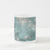 ラグジュアリーパーソナライズされたマーブルパターン名前をカスタムする フロストグラスマグカップ (中央)