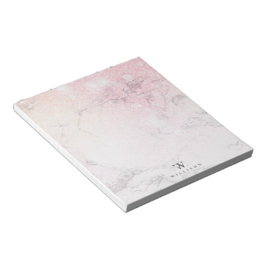 ラグジュアリーパーソナライズされたマーブル ノートパッド (アングル)
