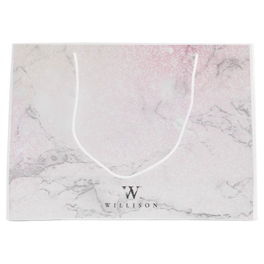 ラグジュアリーパーソナライズされたマーブル ラージペーパーバッグ (正面)