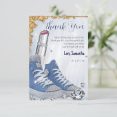 ラグジュアリーパーソナライズされた誕生日スニーカーボールパーティー サンキューカード (スタンド正面)