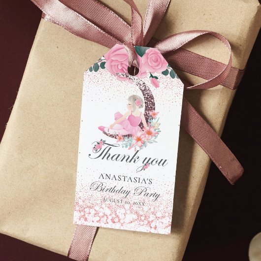 ラグジュアリーパーソナライズされた誕生日バレリナムーン ギフトタグ