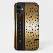 ラグジュアリーパーソナライズされた金ゴールドとブラックミュージックノート Case-Mate iPhoneケース (裏面)