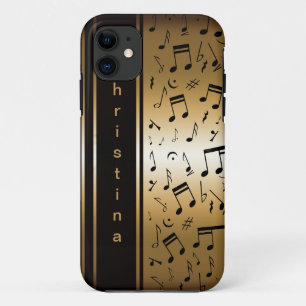ラグジュアリーパーソナライズされた金ゴールドとブラックミュージックノート iPhone 11 ケース
