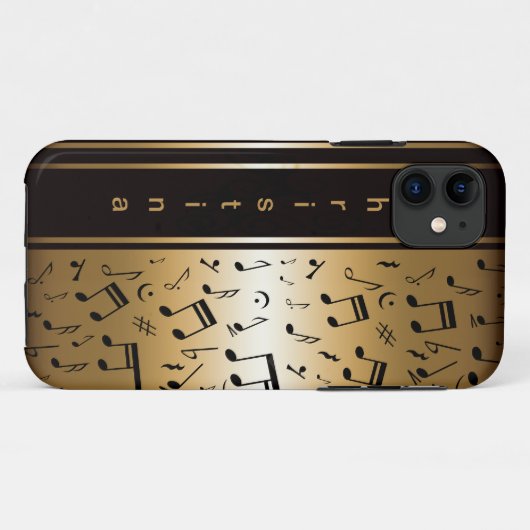 ラグジュアリーパーソナライズされた金ゴールドとブラックミュージックノート Case-Mate iPhoneケース (裏面(横))