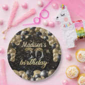 ラグジュアリーパーソナライズされた30thバースデーバルーン紙Pl ペーパープレート (パーティー)