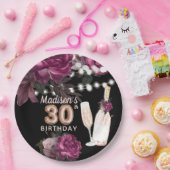 ラグジュアリーパーソナライズされた30thバースデーワインバラ ペーパープレート (パーティー)