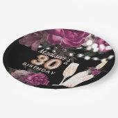 ラグジュアリーパーソナライズされた30thバースデーワインバラ ペーパープレート (アングル)