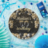 ラグジュアリーパーソナライズされた50th誕生日バルーン紙Pl ペーパープレート (パーティー)