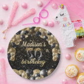 ラグジュアリーパーソナライズされた50th誕生日バルーン紙Pl ペーパープレート (パーティー)