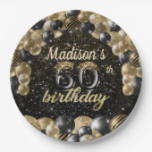 ラグジュアリーパーソナライズされた60th誕生日バルーン紙Pl ペーパープレート (正面)