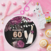ラグジュアリーパーソナライズされた60th誕生日ワインバラ ペーパープレート (パーティー)