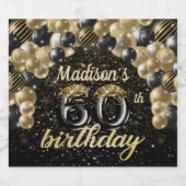 ラグジュアリーパーソナライズされた60th誕生日 スパークリングワインラベル (シングルラベル)