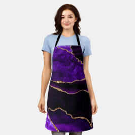 ラグジュアリーパープルと金ゴールドグリッターアゲート エプロン