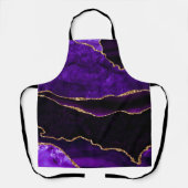 ラグジュアリーパープルと金ゴールドグリッターアゲート エプロン (正面)