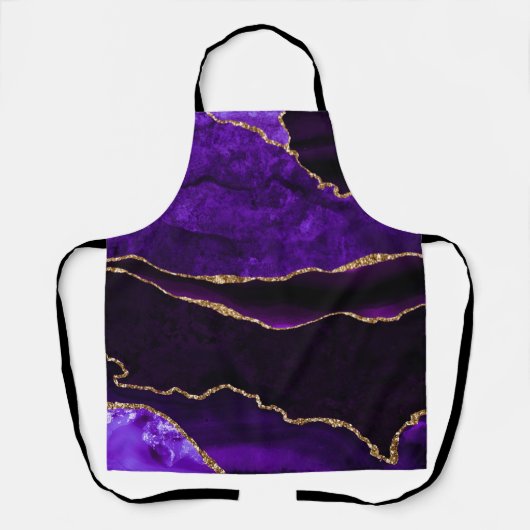 ラグジュアリーパープルと金ゴールドグリッターアゲート エプロン (正面)