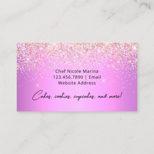 ラグジュアリーパープルカップケーキベーカリースイーツシェフ 名刺 (裏面)