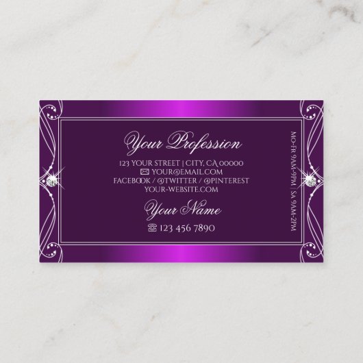 ラグジュアリーパープルグラデーションスパー華美クルジュエリースタイリッシュ 名刺 (裏面)