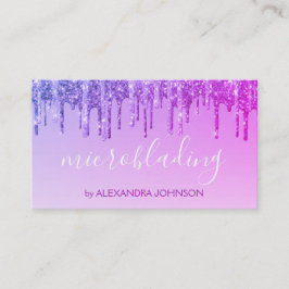 ラグジュアリーパープルグリッタースパークルマイクロブラディング 名刺