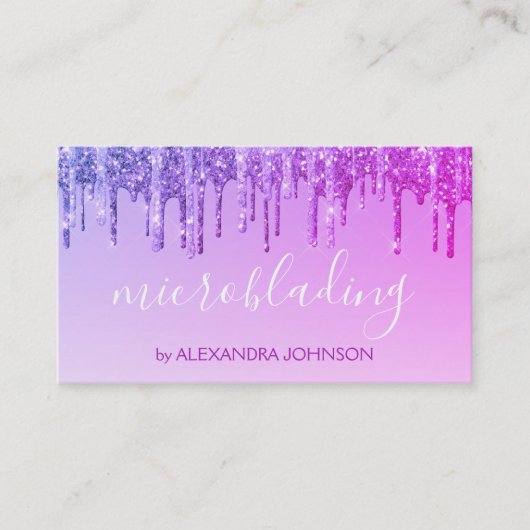 ラグジュアリーパープルグリッタースパークルマイクロブラディング 名刺 (正面)