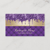 ラグジュアリーパープルグリッタードリップシック金ゴールド美しいサロン 名刺 (正面)