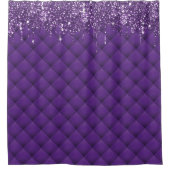 ラグジュアリーパープルグリッタードリップスモダンダイヤモンドパターン シャワーカーテン (正面)
