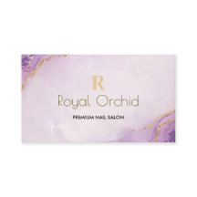 ラグジュアリーパープルゴールドネイルサロンビジネスカード
