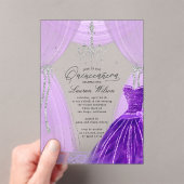 ラグジュアリーパープルシャンデリアスパークルキンセアニェラ アクリル招待状 (インサイチュ (ポータブル))