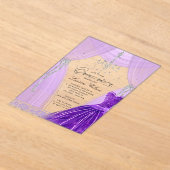 ラグジュアリーパープルシャンデリアスパークルキンセアニェラ アクリル招待状 (レイダウン)