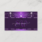 ラグジュアリーパープルスクイグルスパークルダイヤモンドイニシャル 名刺 (正面)