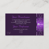 ラグジュアリーパープルスクイグルスパークルダイヤモンドモノグラム 名刺 (裏面)