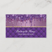 ラグジュアリーパープルタフテモダンッドグリッタードリップスサロン 名刺 (正面)