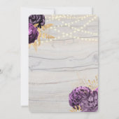 ラグジュアリーパープルフローラウッドストリングライツ結婚ズ 招待状 (裏面)