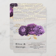 ラグジュアリーパープルフローラウッドストリングライツ結婚ズ