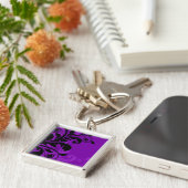 ラグジュアリーパープルフローラスワーズキーチェーン キーホルダー (側面)