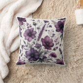 ラグジュアリーパープルワイルドフラワー装飾用クッション クッション (ブランケット)