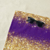 ラグジュアリーパープル金ゴールドグリッター ビーチタオル (インサイチュ)