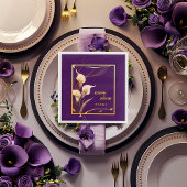 ラグジュアリーパープル&アイボリーカラリリー結婚ズ スタンダードカクテルナプキン