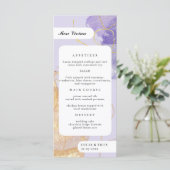 ラグジュアリーパープル&ゴールデン抽象芸術ゲストネームディナー メニュー (スタンド正面)