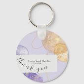 ラグジュアリーパープル&ゴールデン抽象芸術サンキュー結婚ズ キーホルダー (正面)