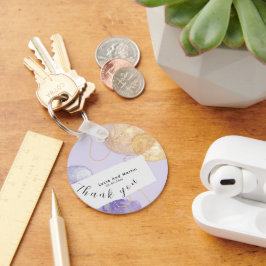 ラグジュアリーパープル&ゴールデン抽象芸術サンキュー結婚ズ キーホルダー