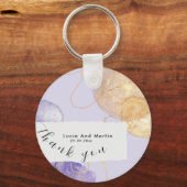 ラグジュアリーパープル&ゴールデン抽象芸術サンキュー結婚ズ キーホルダー (正面)